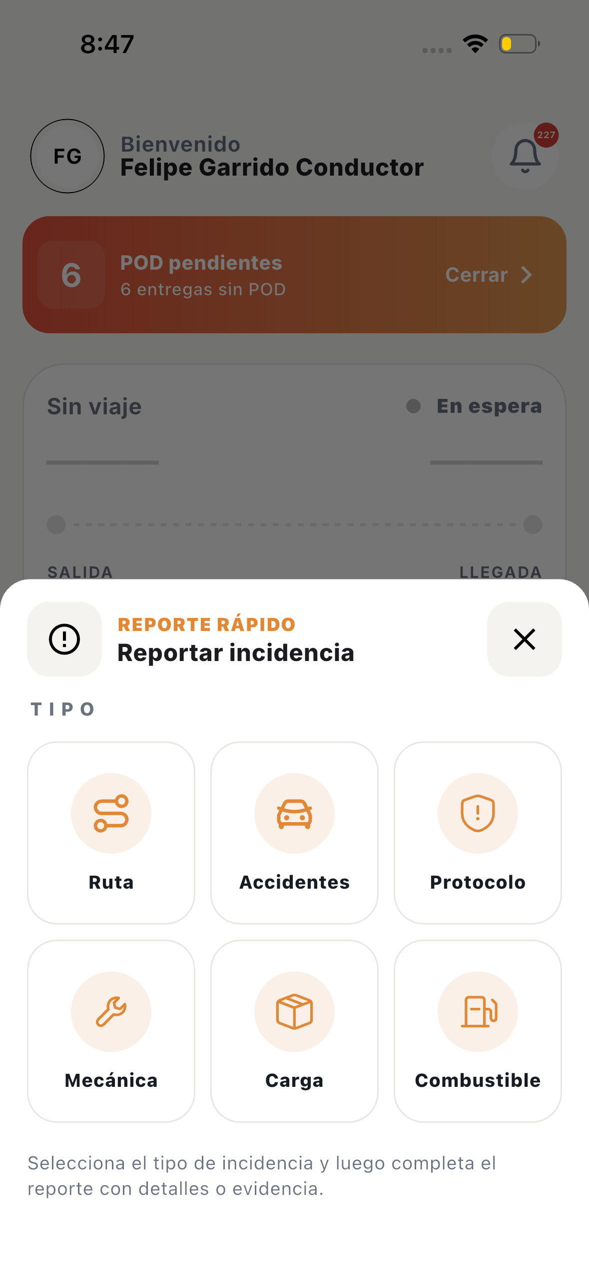 Reporte rápido de incidencias
