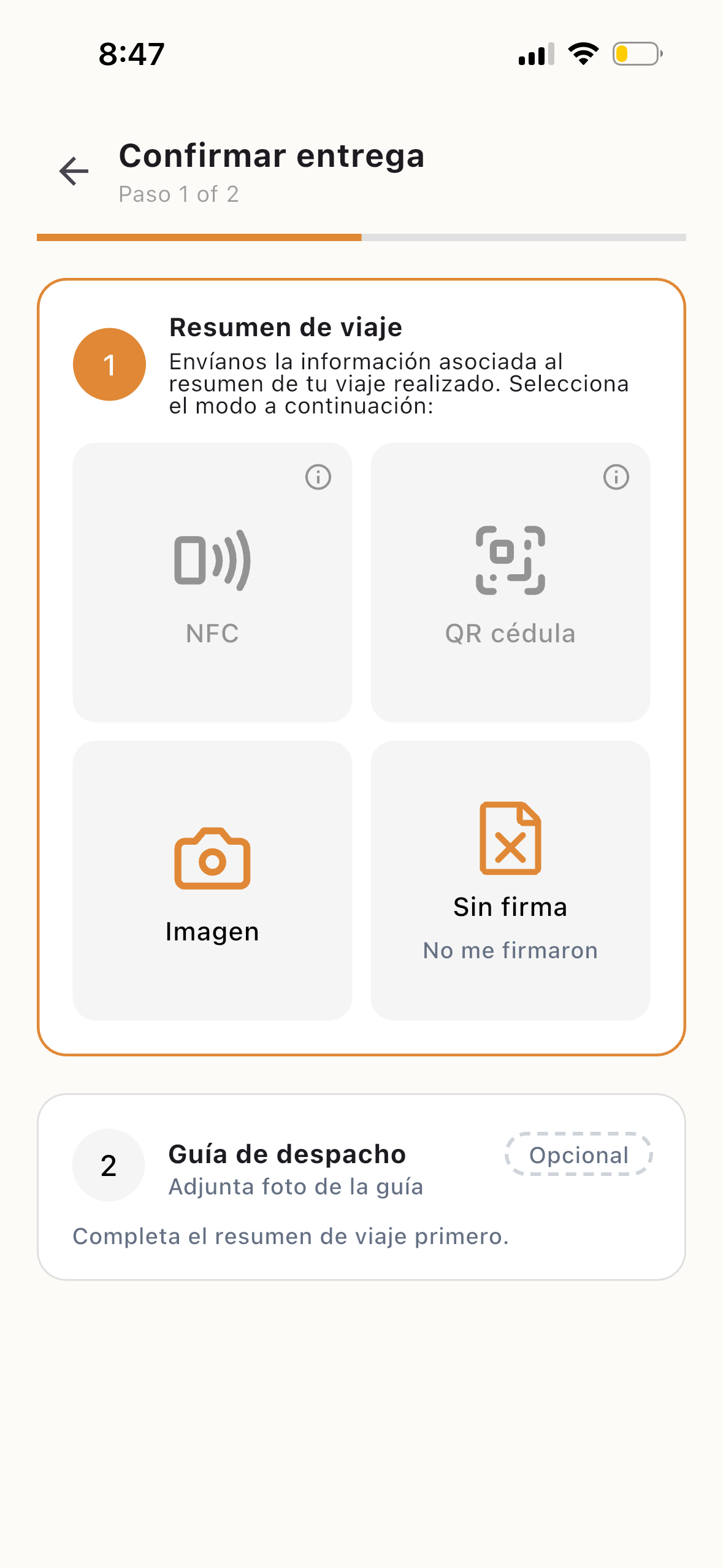 Confirmación de entrega